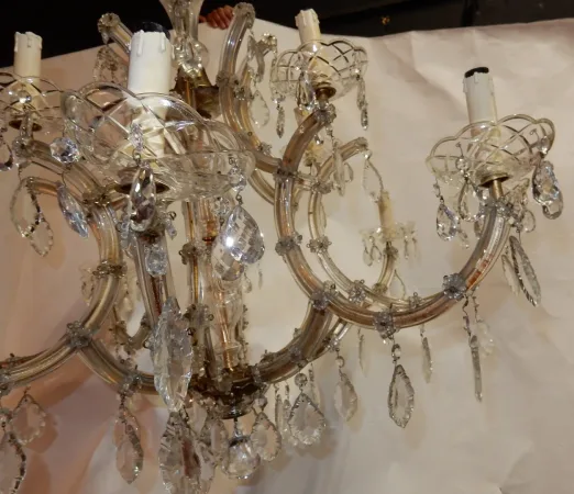 1950′ Lustre Cage En Cristal de Bohême 12 Lampes