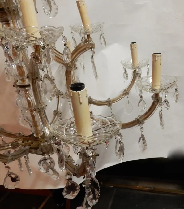 1950′ Bohemian Crystal Cage Chandelier 12 Lamps
