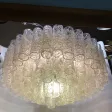 1970′ Lustre Doria 4 Niveaux 78 Cristaux En Verre Soufflé Design Venini Murano