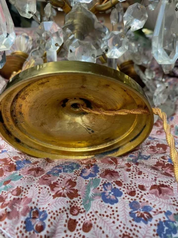 1950′ Paire De Lampes Girandoles Bronze 4 Bras Pampilles Et Poignards Baccarat