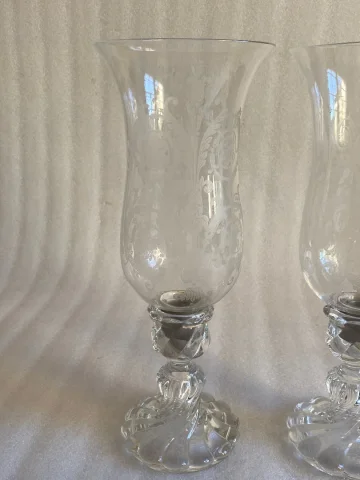 1950/70 Paire de Bougeoirs Photophores Baccarat Signés : Modèle Tors