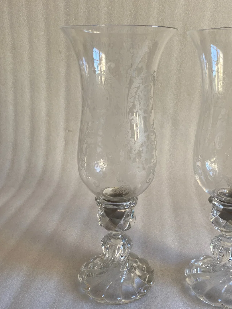 1950/70 Pair of Baccarat Tealight Candlesticks Signed: Tors Model