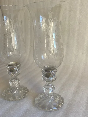 1950/70 Paire de Bougeoirs Photophores Baccarat Signés : Modèle Tors