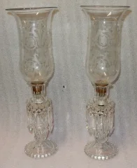 1950/70 Pair of Signed Baccarat Crystal Candlesticks With Tealight Holders