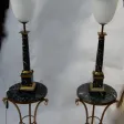 1950/70 Paire De Lampes DLG Maison Jansen, Laiton et Marbre Vert De Mer