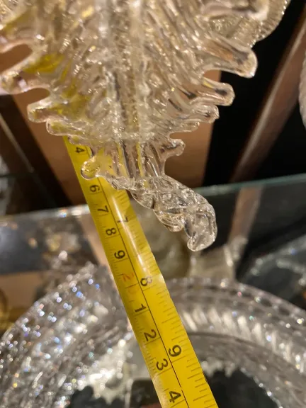 1950/70′ Pair of Wall Lamps with 2 Arms of Light in Murano Crystal With Gold Flakes
