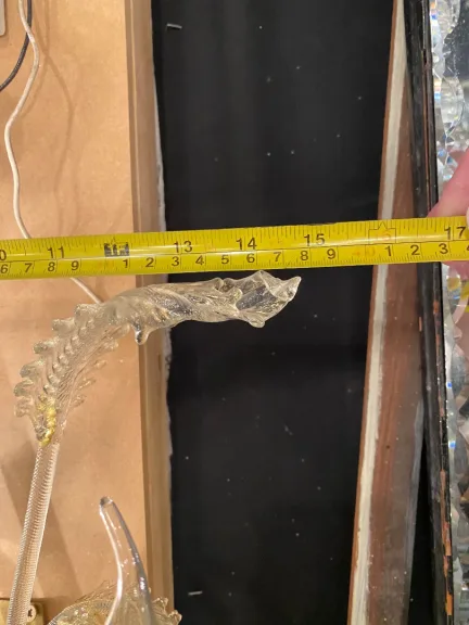 1950/70′ Pair of Wall Lamps with 2 Arms of Light in Murano Crystal With Gold Flakes