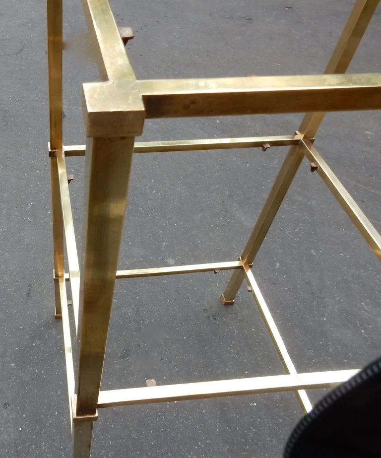 1970′ Pair of Guy Lefevre Shelves in Brass With Smoked Glass and Mirrors