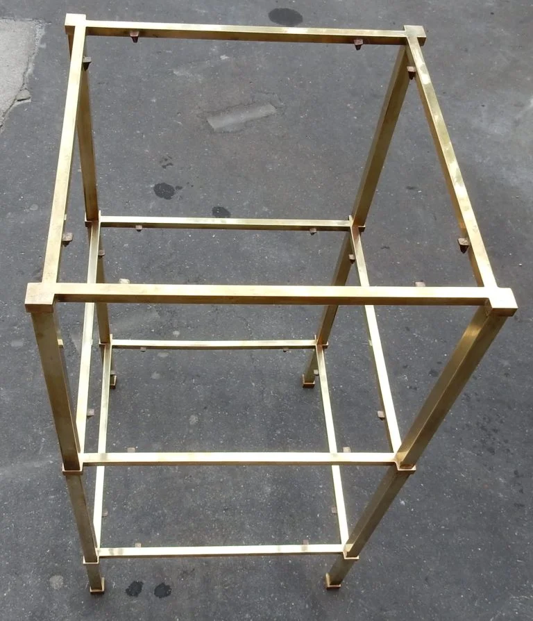 1970′ Pair of Guy Lefevre Shelves in Brass With Smoked Glass and Mirrors