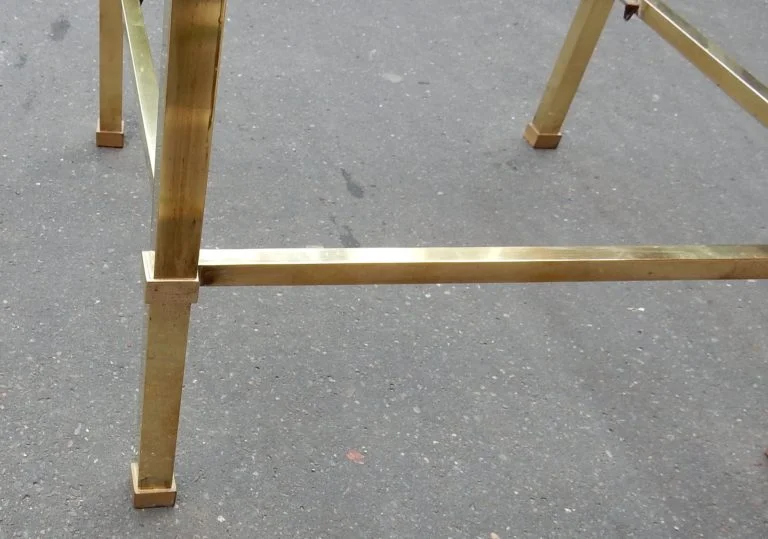 1970′ Pair of Guy Lefevre Shelves in Brass With Smoked Glass and Mirrors