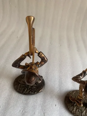 1970/80 Saxophonist And Trumpeter In Bronze, Sculptures Signed LOHE