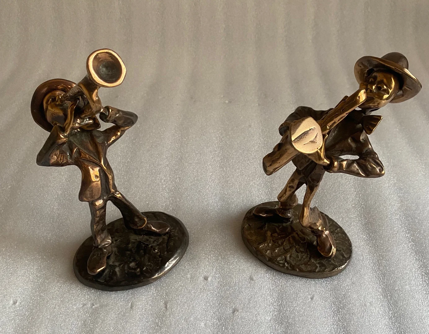 1970/80 Saxophoniste Et Trompettiste En Bronze , Sculptures Signées LOHE