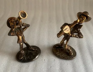 1970/80 Saxophonist And Trumpeter In Bronze, Sculptures Signed LOHE