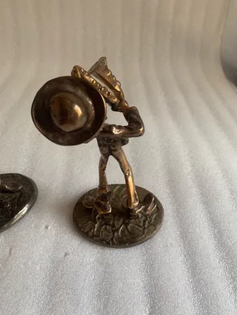 1970/80 Saxophonist And Trumpeter In Bronze, Sculptures Signed LOHE