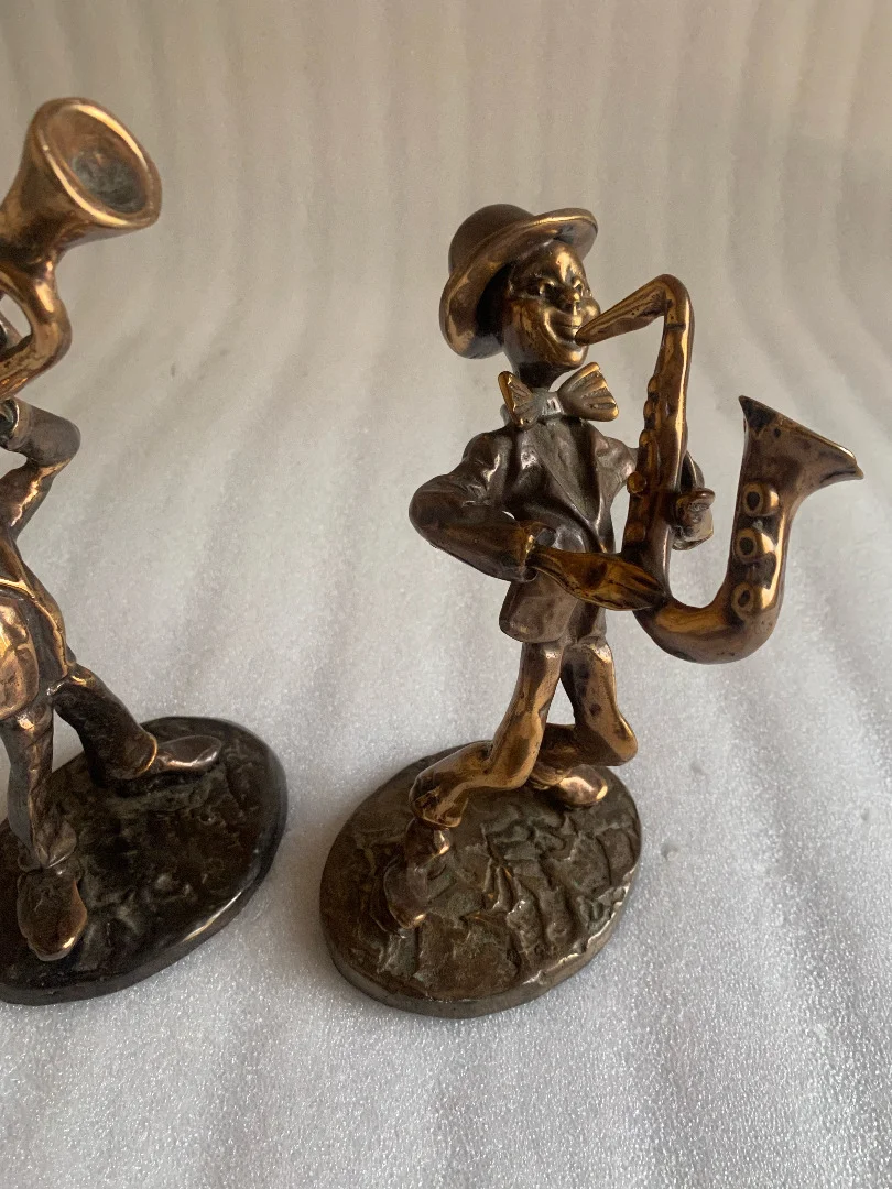 1970/80 Saxophoniste Et Trompettiste En Bronze , Sculptures Signées LOHE