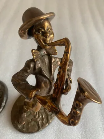 1970/80 Saxophonist And Trumpeter In Bronze, Sculptures Signed LOHE