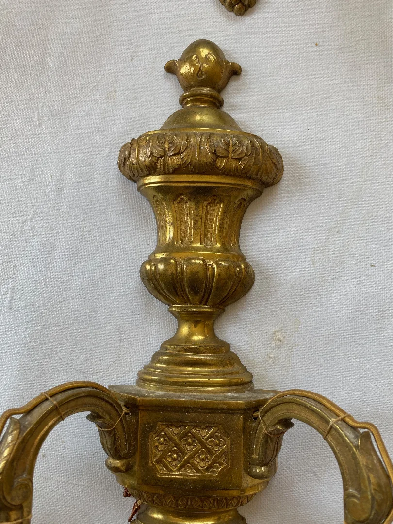1970/80 Série De 6 Appliques En Bronze Doré De Style LXVI Signées Maison Baguès