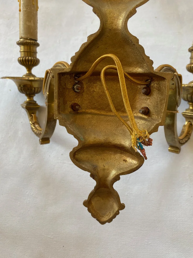 1970/80 Série De 6 Appliques En Bronze Doré De Style LXVI Signées Maison Baguès
