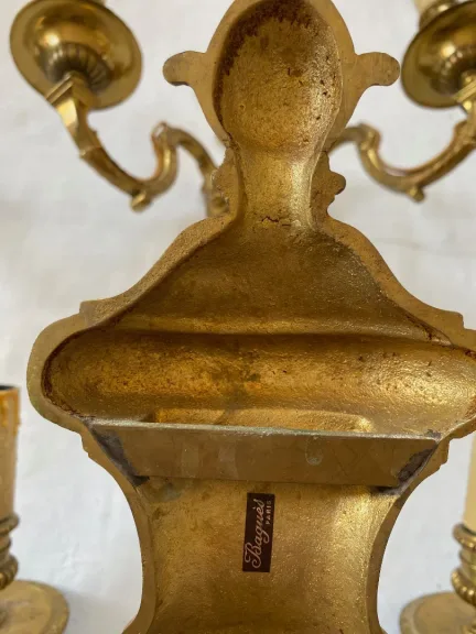 1970/80 Series Of 6 LXVI Style Gilt Bronze Sconces Signed Maison Baguès
