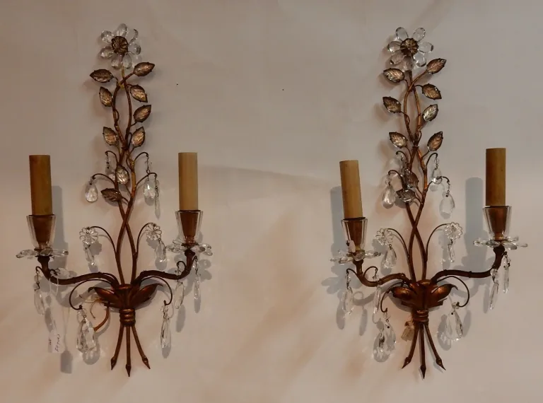 1970′ Pair of Marguerite Sconces Maison Baguès