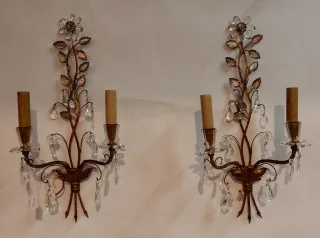 1970′ Pair of Marguerite Sconces Maison Baguès