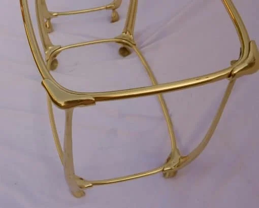 1970/80′ Paire de Tables en Bronze Doré à 2 Niveaux Style Art Nouveau Plateaux Verre et Opaline