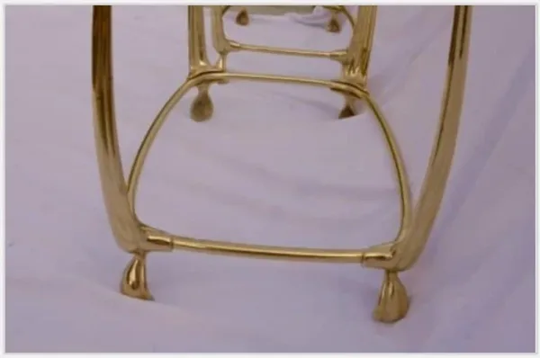 1970/80′ Paire de Tables en Bronze Doré à 2 Niveaux Style Art Nouveau Plateaux Verre et Opaline