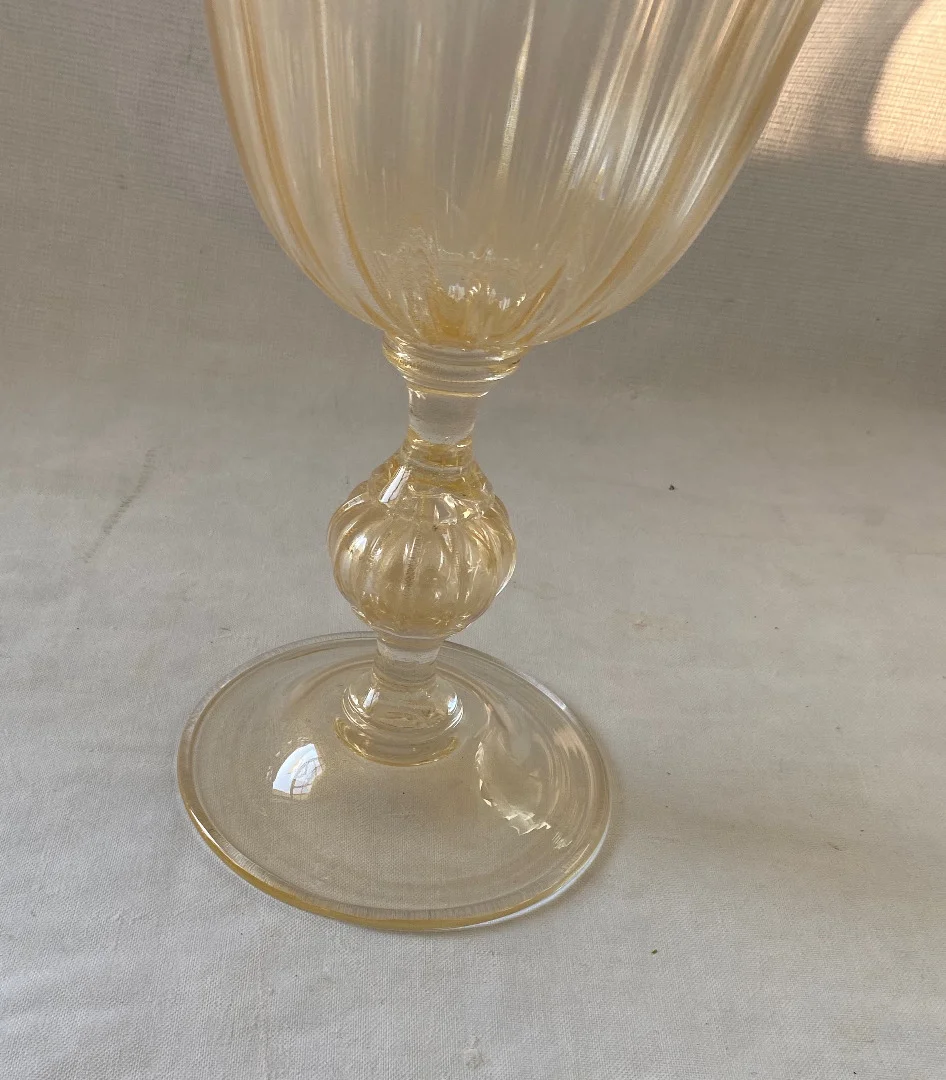 1970/80 ′ Vase Cristal Murano Avec Paillons D’ Or Murano