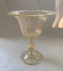 1970/80 ′ Murano Crystal Vase With Murano Gold Flakes