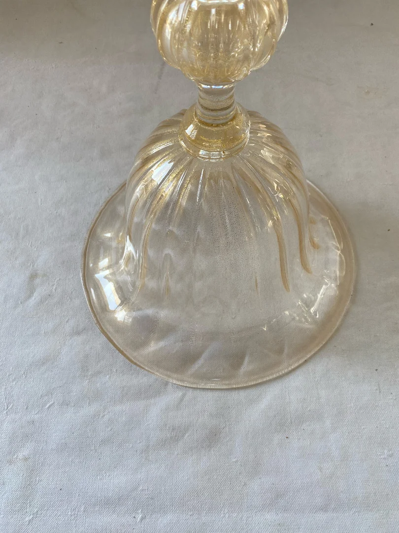 1970/80 ′ Vase Cristal Murano Avec Paillons D’ Or Murano