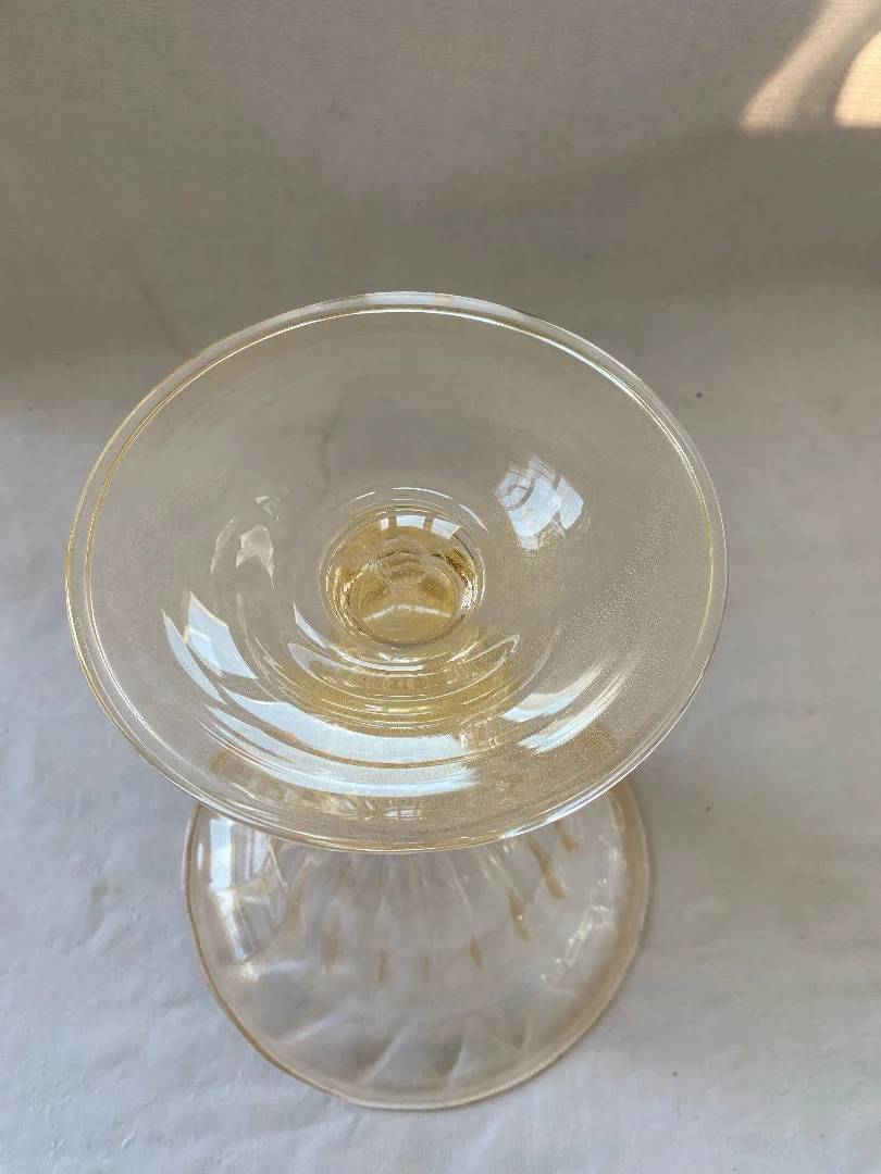 1970/80 ′ Vase Cristal Murano Avec Paillons D’ Or Murano