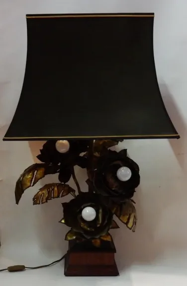 1970′ Maison Jansen Style Metal Anemones Lamp 3 Heads Baroque Style