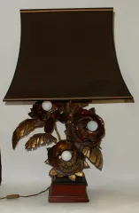 1970′ Maison Jansen Style Metal Anemones Lamp 3 Heads Baroque Style