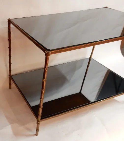 1950/70′ Side Table in Gilt Bronze Palm Decor Maison Charles