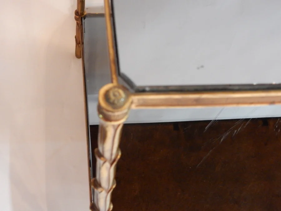 1950/70′ Side Table in Gilt Bronze Palm Decor Maison Charles