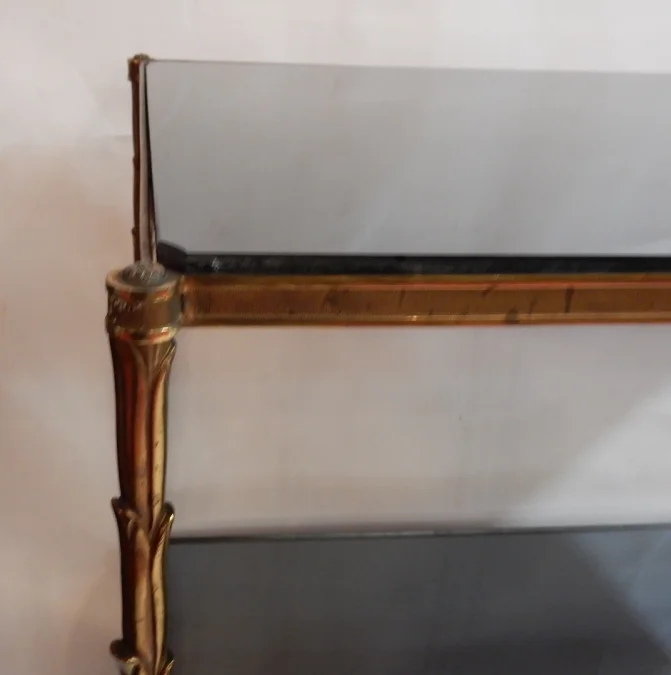 1950/70′ Side Table in Gilt Bronze Palm Decor Maison Charles
