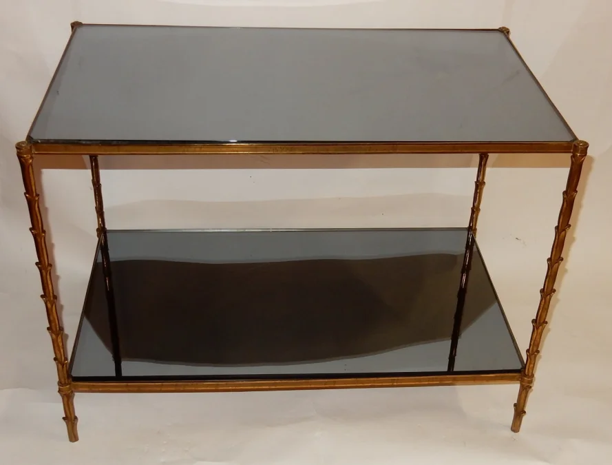 1950/70′ Side Table in Gilt Bronze Palm Decor Maison Charles