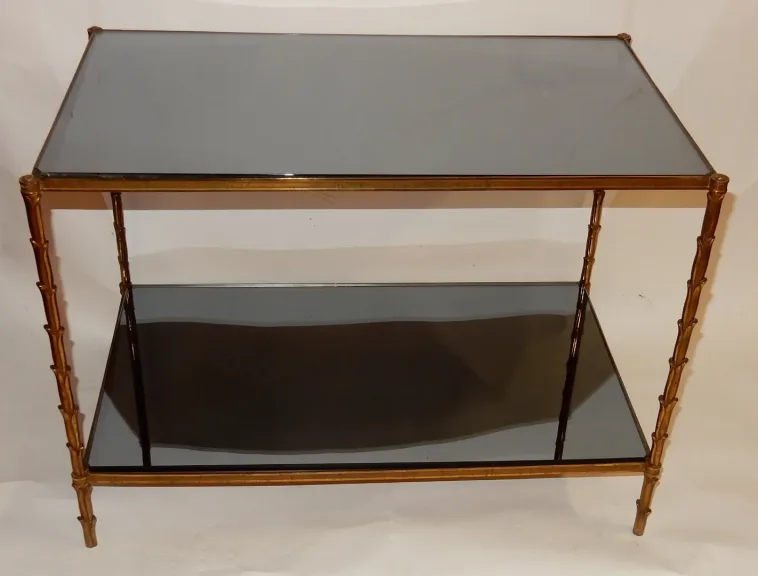 1950/70′ Side Table in Gilt Bronze Palm Decor Maison Charles