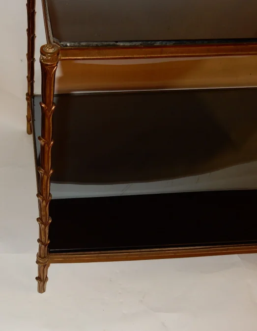 1950/70′ Side Table in Gilt Bronze Palm Decor Maison Charles