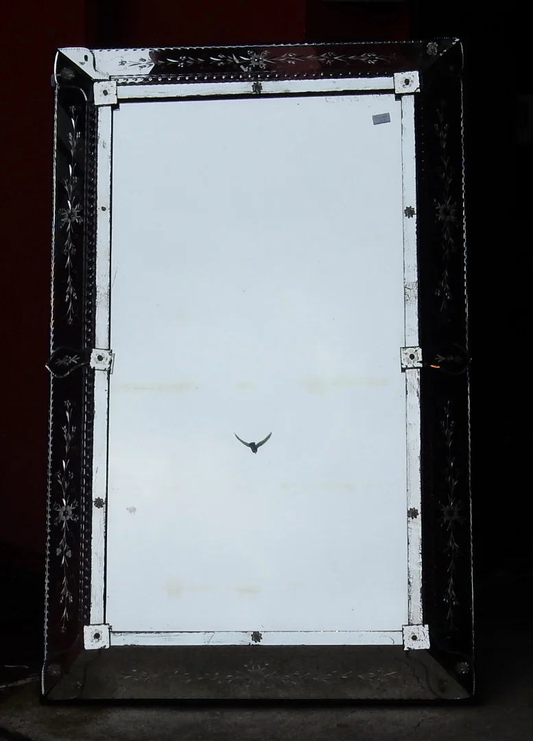 1900′ Miroir Venise à Parecloses Rectangulaire Décor de Fleurs