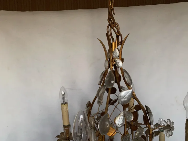 1950/70 Chandelier Maison Baguès Foliage And Flowers 12 Lights
