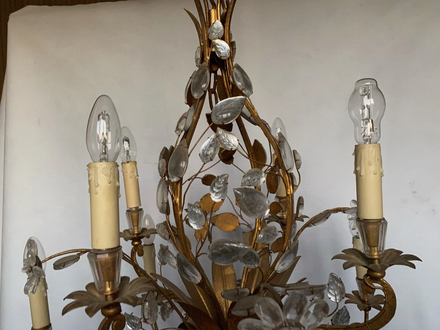 1950/70 Chandelier Maison Baguès Foliage And Flowers 12 Lights