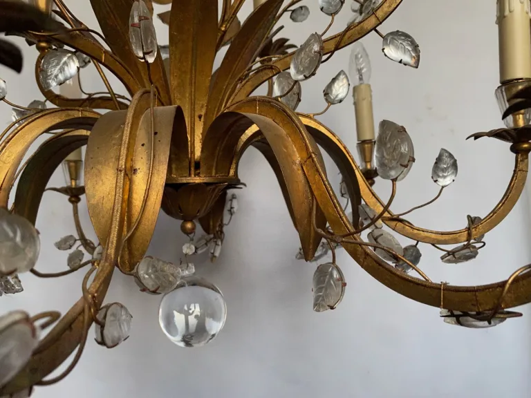 1950/70 Chandelier Maison Baguès Foliage And Flowers 12 Lights