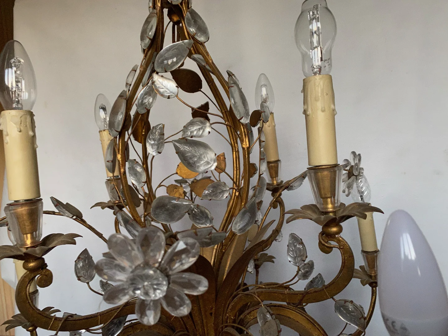 1950/70 Chandelier Maison Baguès Foliage And Flowers 12 Lights