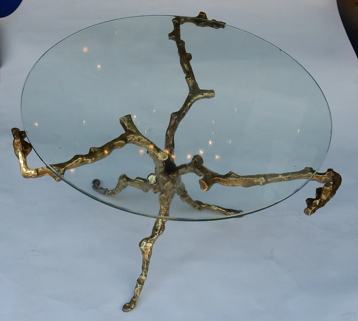 1970′ Table Basse Aux Branchages Bronze Doré DLG Agostini