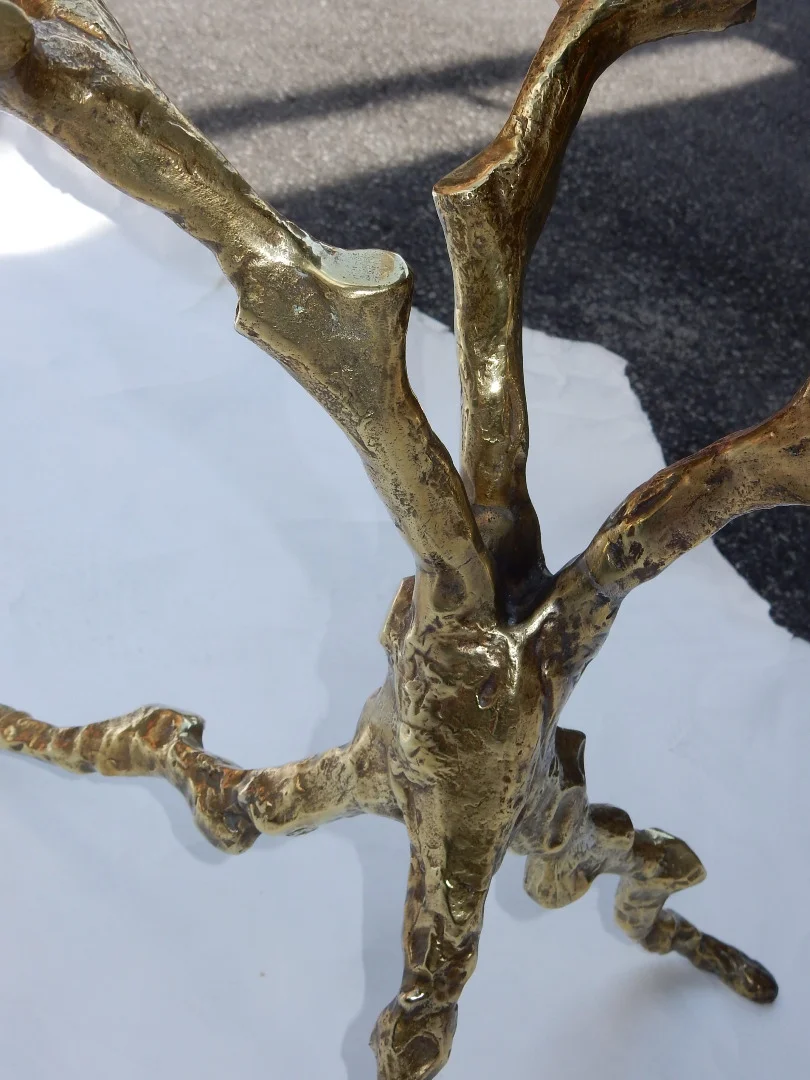 1970′ Table Basse Aux Branchages Bronze Doré DLG Agostini