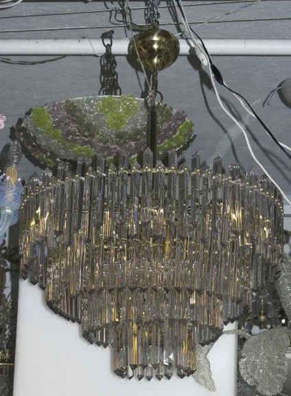 1970′ Lustre 180 Cristaux 17 Ampoules
