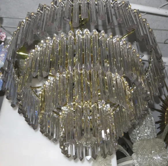 1970′ Lustre 180 Cristaux 17 Ampoules