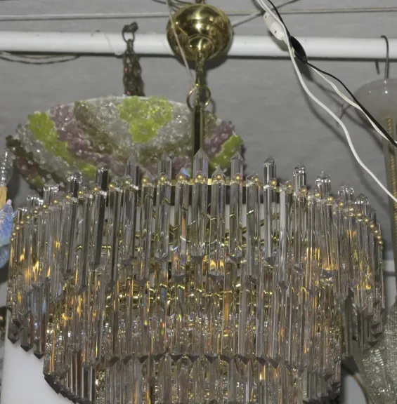 1970′ Lustre 180 Cristaux 17 Ampoules