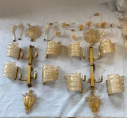 1970/80′ Pair of Murano Glass Or Crystal Sconces Barovier & Toso Butterfly Shape